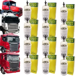 Kit 12 Filtro Diesel Separador Água para Scania 124 / PGR / S5 - 1998 a 2018 com Copo (WK1060/1) 'RACOR'