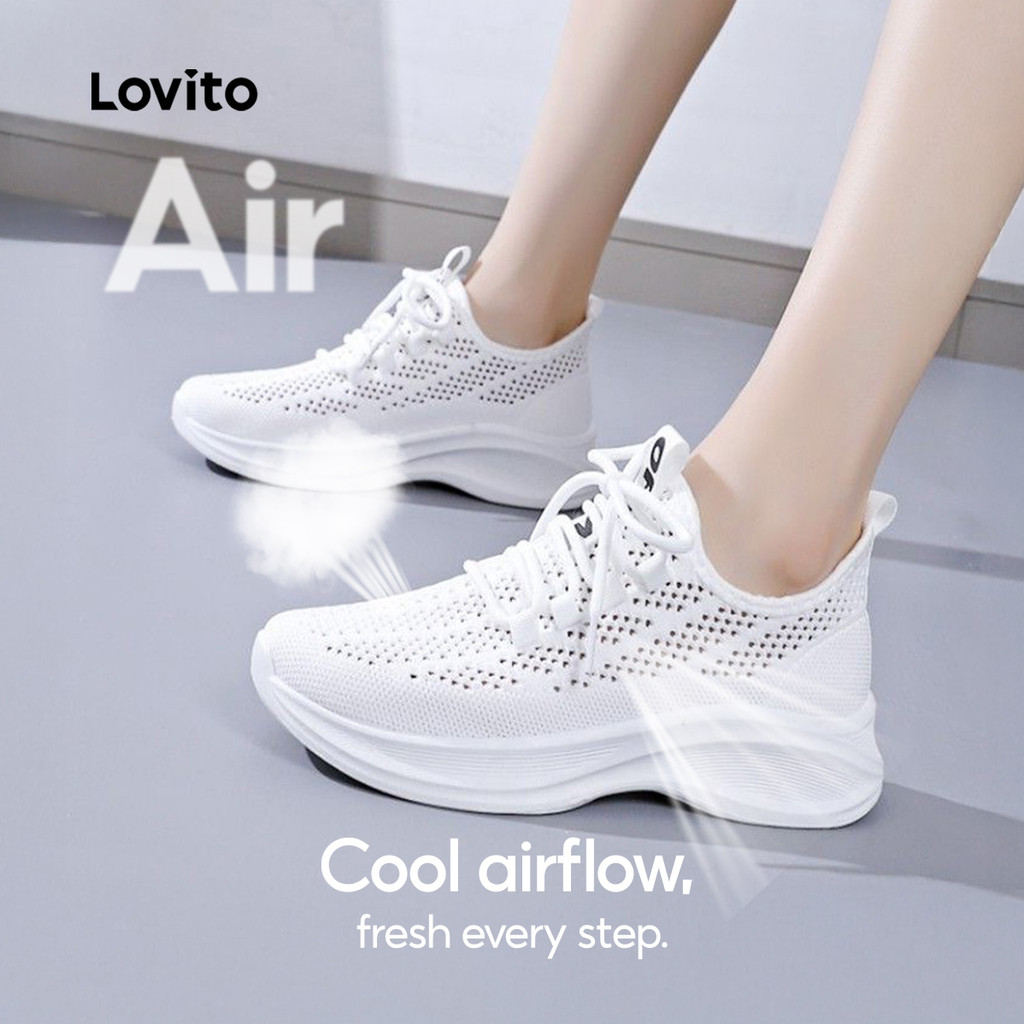 Lovito Tênis Casuais Simples para Mulheres LFAS1060 em Oferta na Shopee