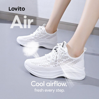 Lovito Tênis Casuais Simples para Mulheres LFAS1060 em Oferta na Shopee