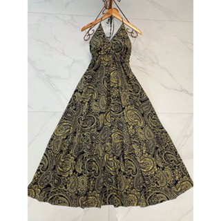 vestidos longo com bojo estampa 3D multicolorido novo modelo atras com amarrar costas nuav0131 em Oferta na Shopee