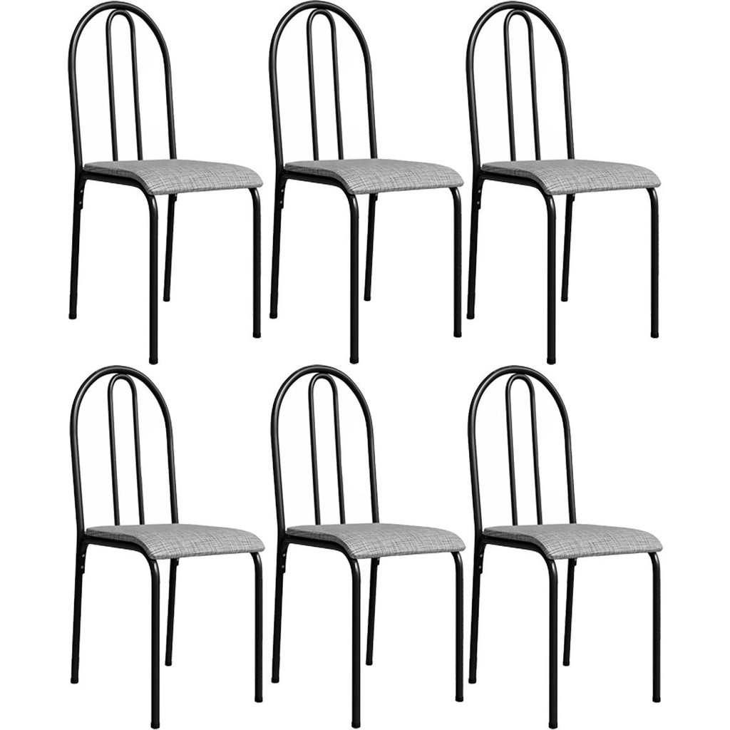 Kit 6 Cadeiras 544 Sala Jantar Cozinha Pés Aço Tubular