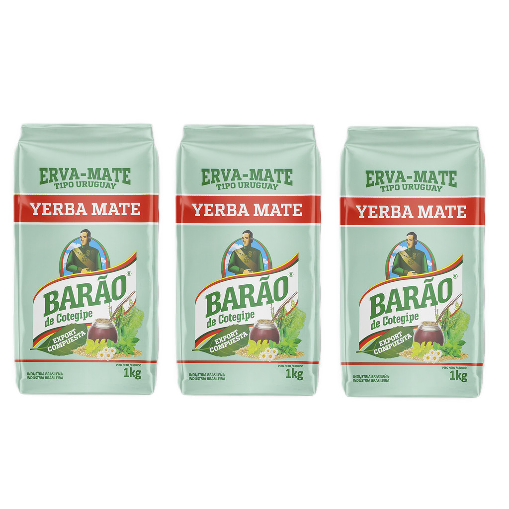 Kit 3 Erva Mate Barão Tipo Uruguay Export Compuesta 1Kg