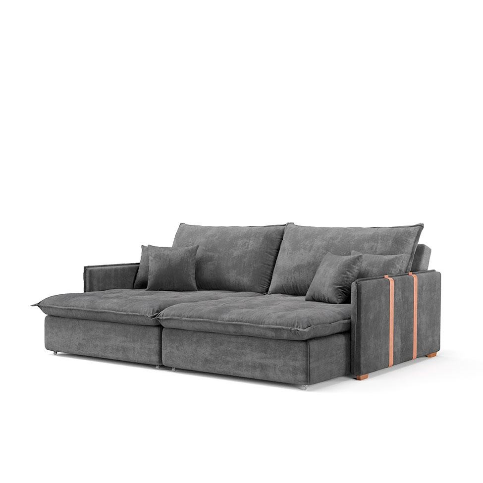 Sofá Retrátil Sem Caixa 3 lugares Solomons Veludo Grafite em Oferta na Shopee