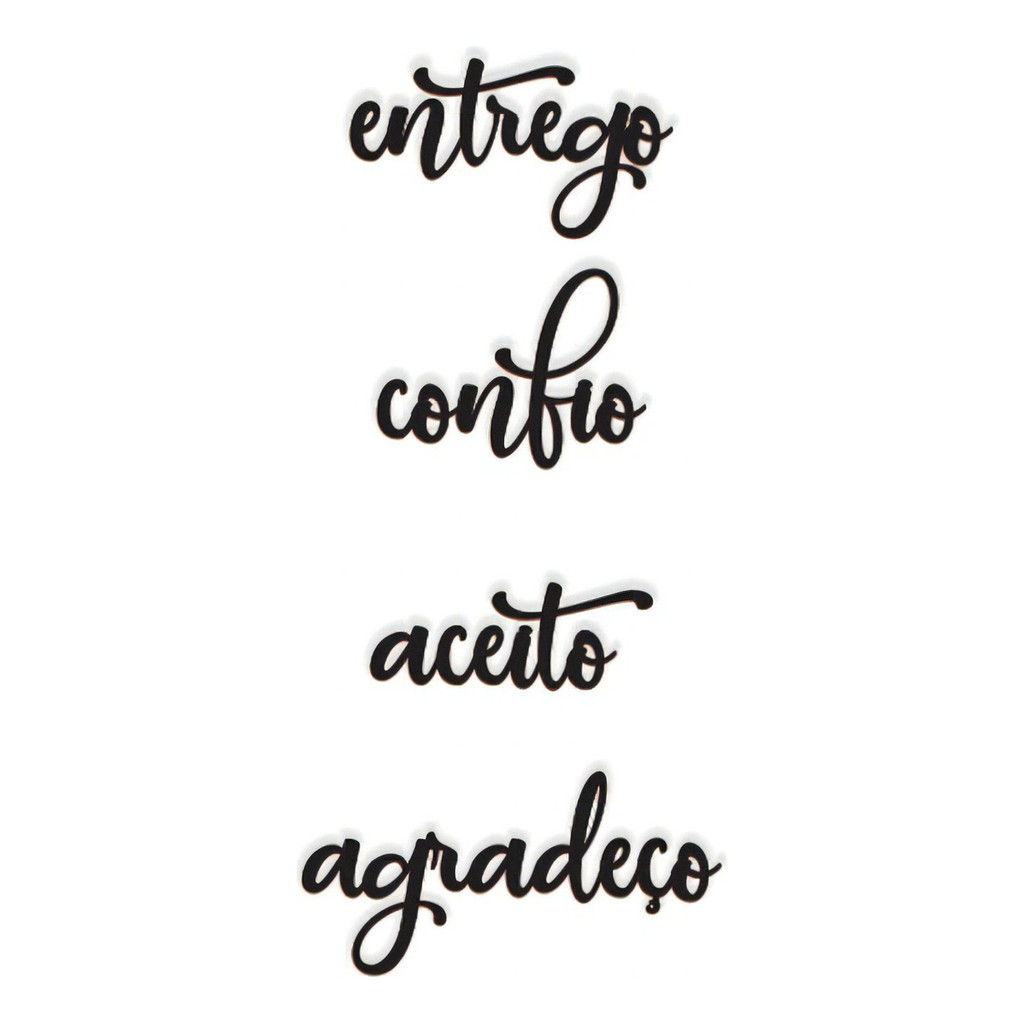 Entrego Confio Aceito Agradeço 32x70cm Madeira Mdf Lettering