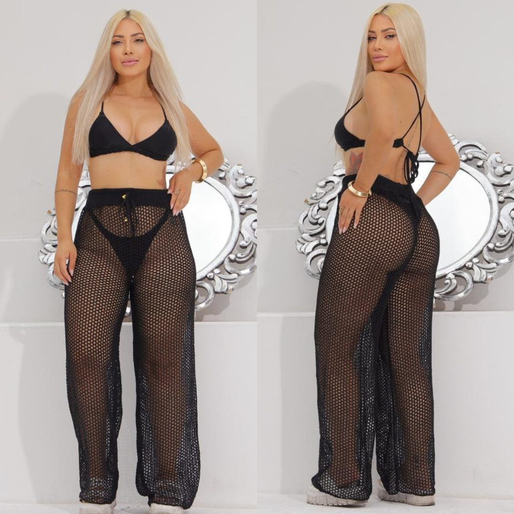 Calça Saída de Praia Feminina Longa com Cordão | Moda Praia Verão Leve e Confortável em Oferta na Shopee