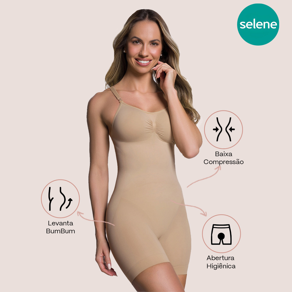 Body Redutor Compressao Cinta S/ Costura  Selene Alta