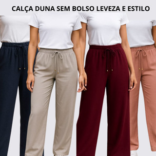Calça Duna Pantalona Feminina Wide Leg Cintura Alta s/ Bolso  Leveza e Estilo Conforto Tendência Atual em Oferta na Shopee