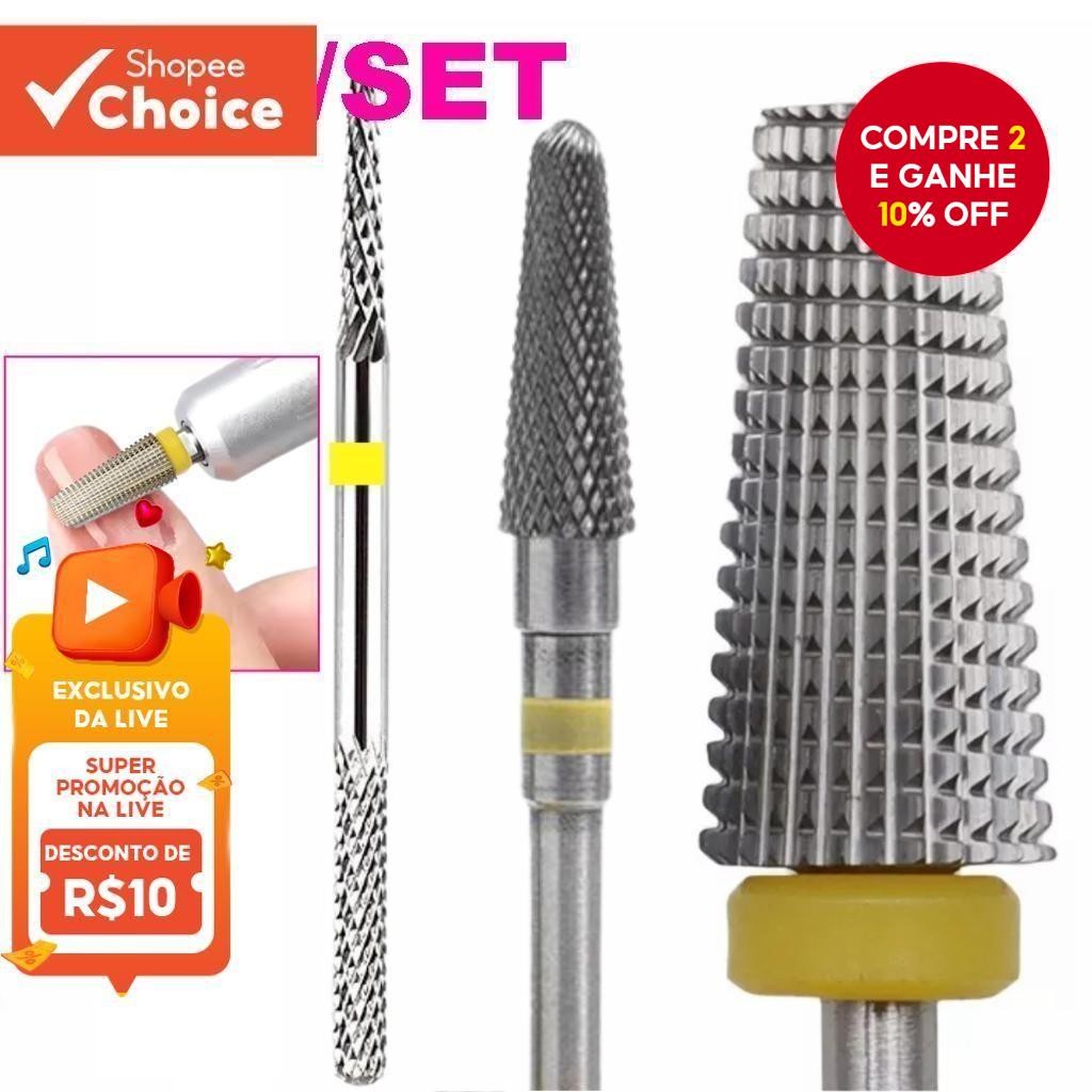 Kit 3 Brocas Profissionais De Tungstênio Gel Unha Porcelana Arte Do Prego Broca Cônica Agulha Nivelamento Acabamento Mov