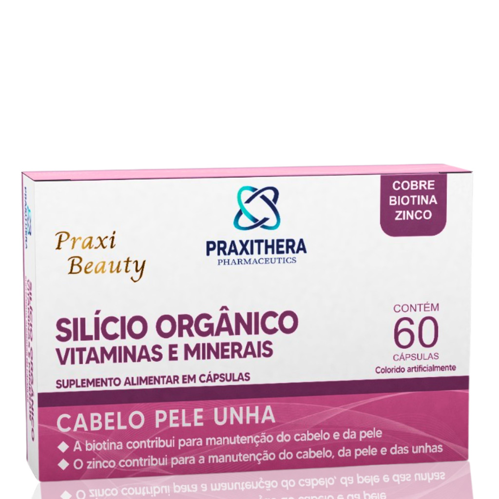 Silício Orgânico 150 mg Praxi Beauty 60 Cápsulas sem sabor em Oferta na Shopee