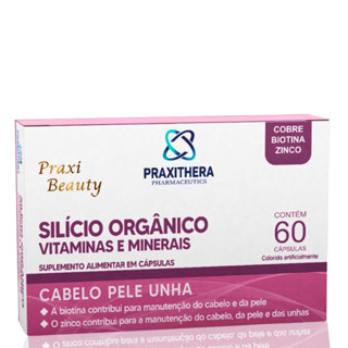 Silício Orgânico 150 mg Praxi Beauty 60 Cápsulas sem sabor em Oferta na Shopee