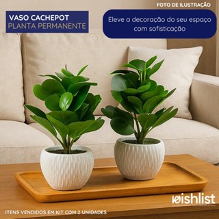 Vaso Cachepot Com Planta Artificial Decoração em Oferta na Shopee