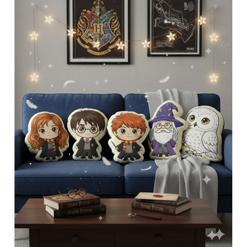 Magia de Hogwarts: Kit 5 Almofadas Harry Potter Decoração Nerd