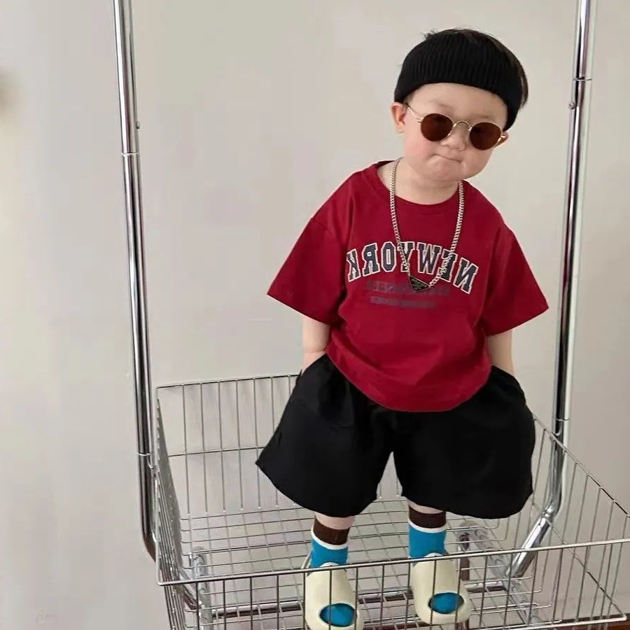 Meninos camisetas médio pequeno crianças puro algodão de manga curta topos roupas de verão 2026 novo estilo crianças em 