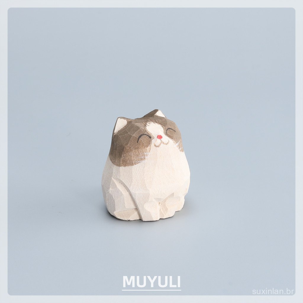 Figuras de Madeira Esculpidas à Mão | Decorações de Filhotes e Gatinhos Husky e Husky Siberiano | Decorações Relaxantes