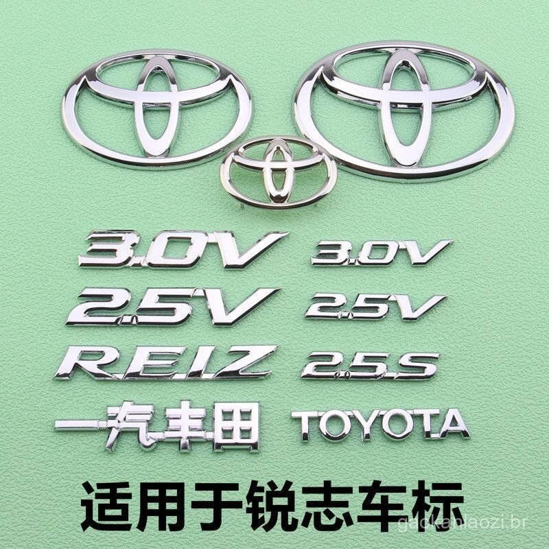 Emblemas de modelos novos e antigos do Toyota Reiz, emblema da grade dianteira do REIZ, logotipo FAW Toyota, emblema do
