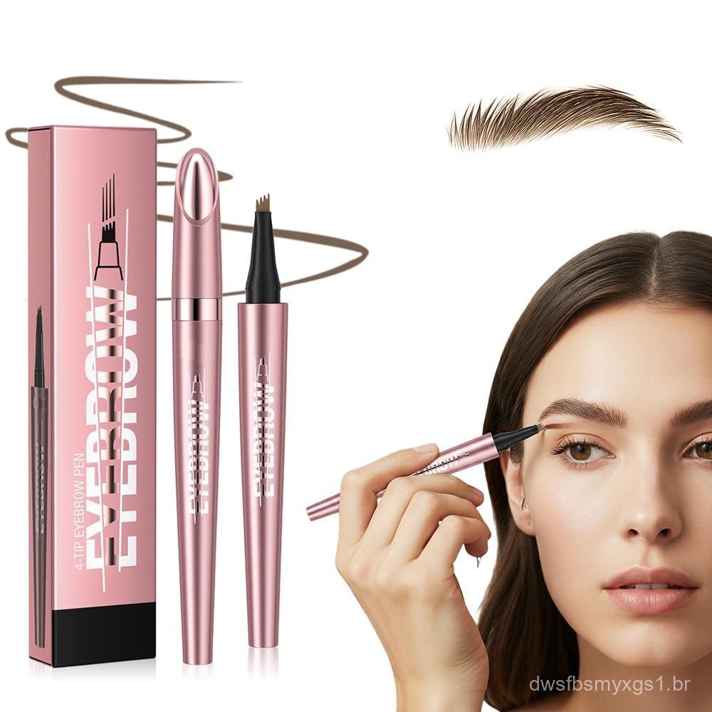 Caneta para Microblading de Sobrancelhas, Lápis de Sobrancelha 3D com 4 Pontas, Versão 2026 Aprimorada, Caneta de Contor