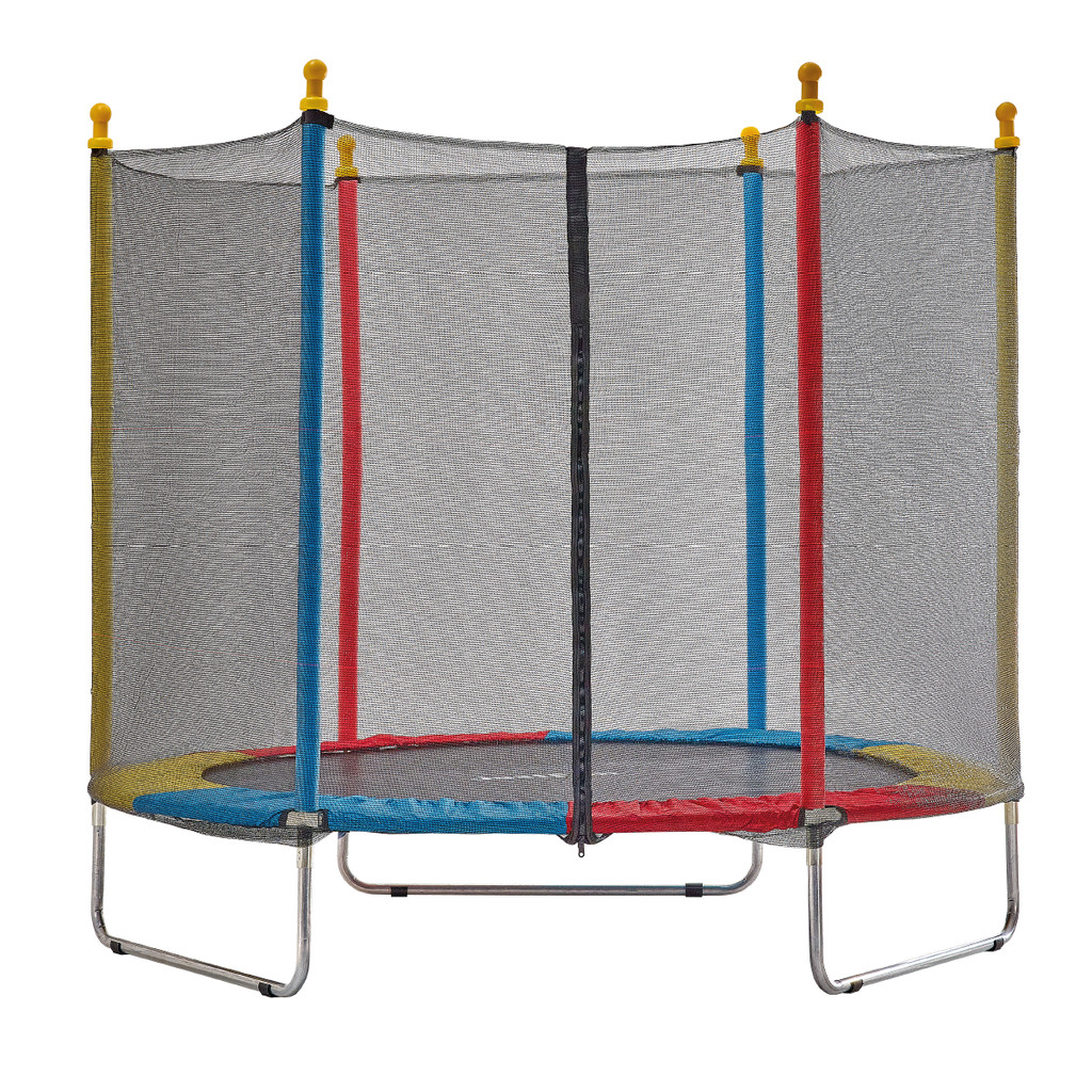 Cama Elástica Infantil 1,80M Pula Pula Trampolim com Escada Rede de Proteção Colorida Aço Galvanizado Externa Presente