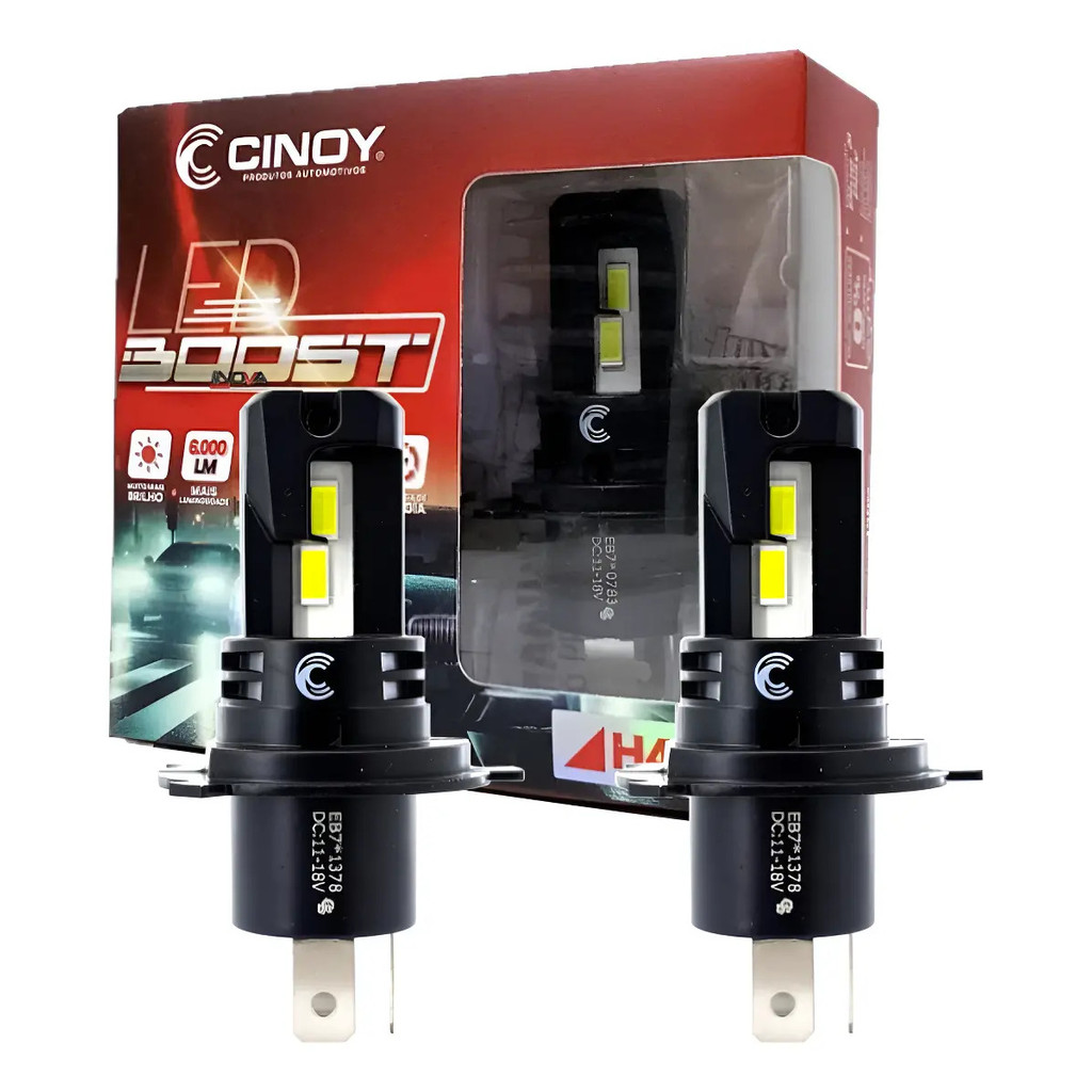 Par Super Led Cinoy Boost 6000 Lumens 6000k H4 C/foco Duplo