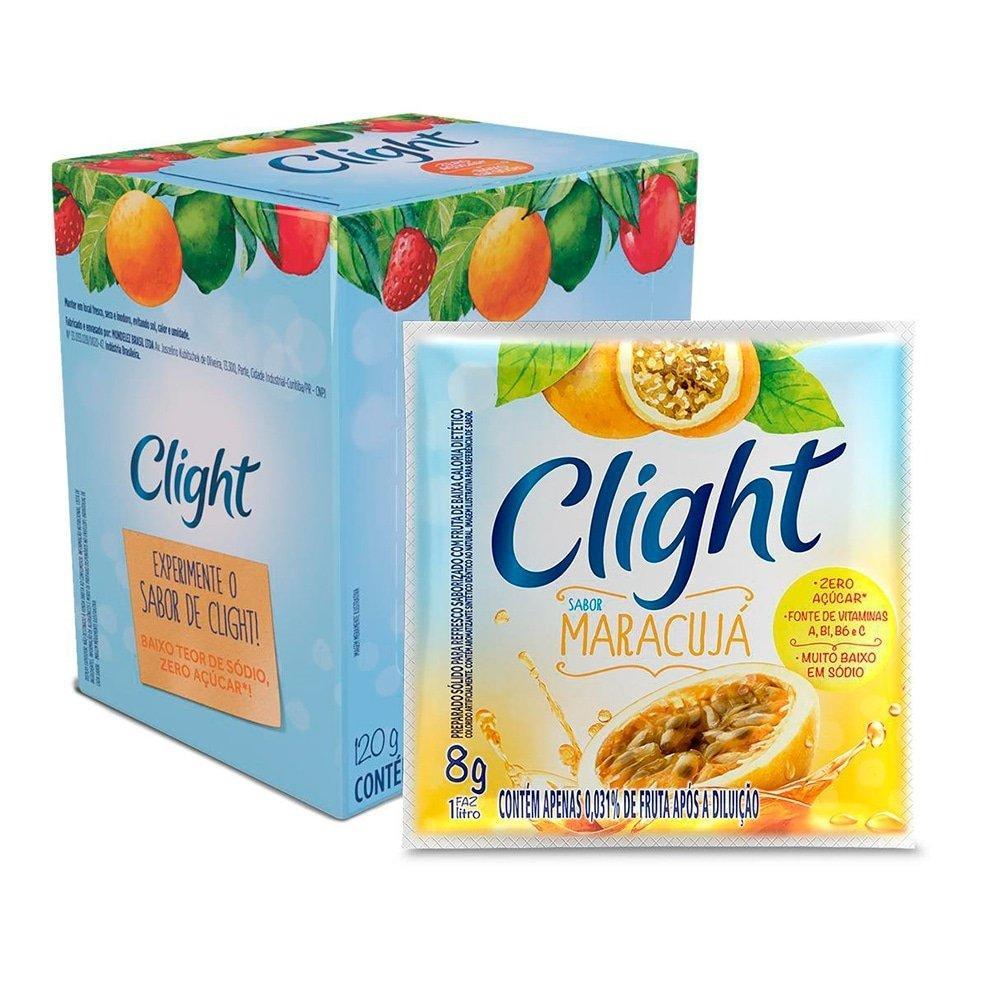 Refresco em Pó Clight sem Açúcar de Maracujá 8g - Display com 15 Unidades