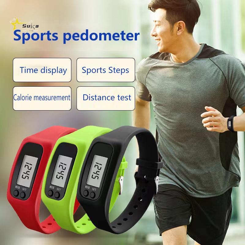 Awhrtwb LED Pedômetro Pulseira Passo Contador Relógio 12/24H Exibição De Tempo Silicone Traer De Fitness Novo
