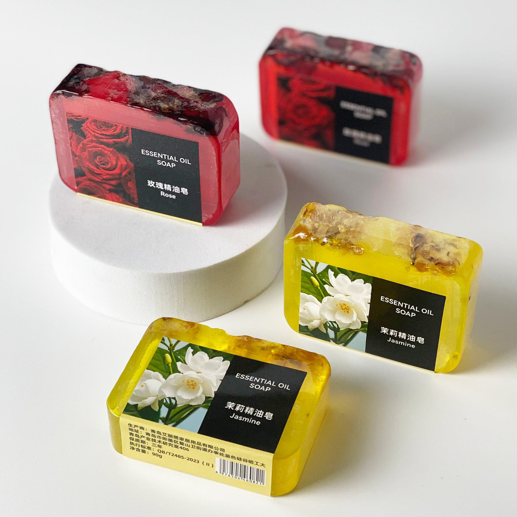 Sabonete artesanal estilo tailandês com aroma de rosa e jasmim, essência vegetal, sabonete artesanal puro de óleos essen