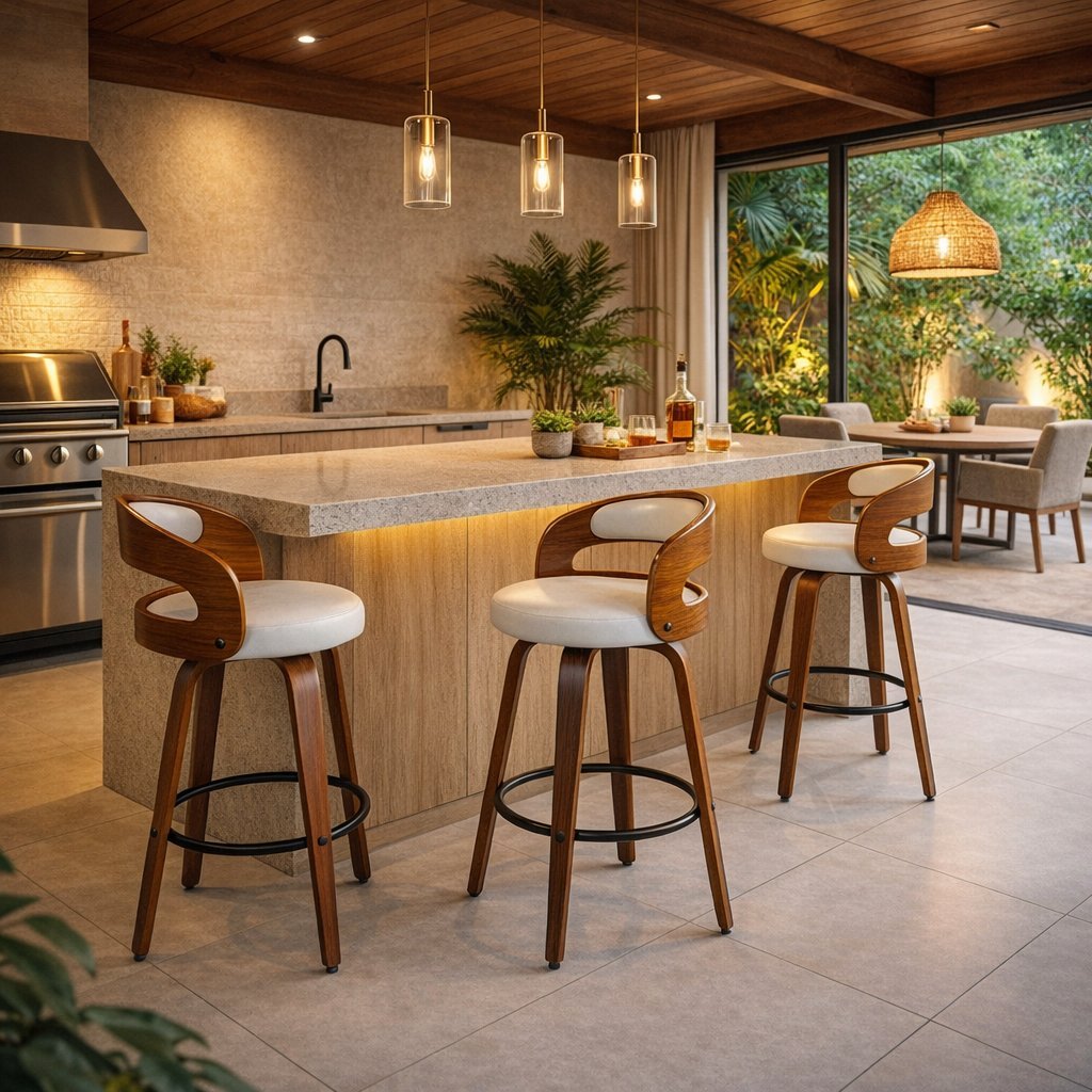 Banqueta para Cozinha Alta Giratória Madeira Roma Branco Branco