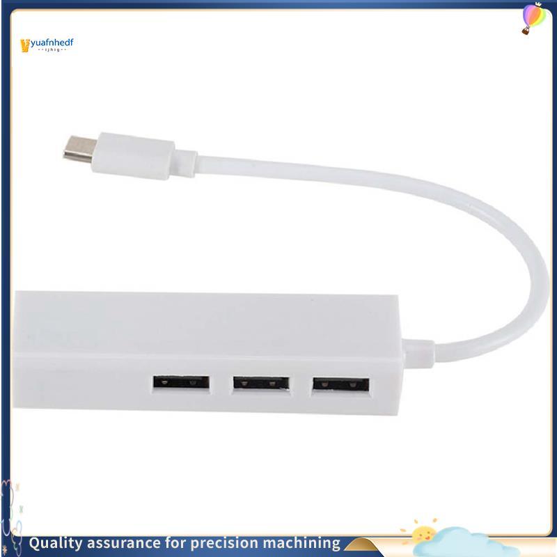 Nobleflyingprudenc2typec Para USB2.0 100GbE Placa De Rede Hub Lan Rj45 Adaptador Ethernet 3 Portas USB 2.0 Acessórios