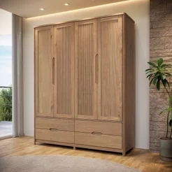Guarda-Roupa 4 Portas 4 Gavetas Madeira Maciça Nest Marrom/Tauari 4 Portas