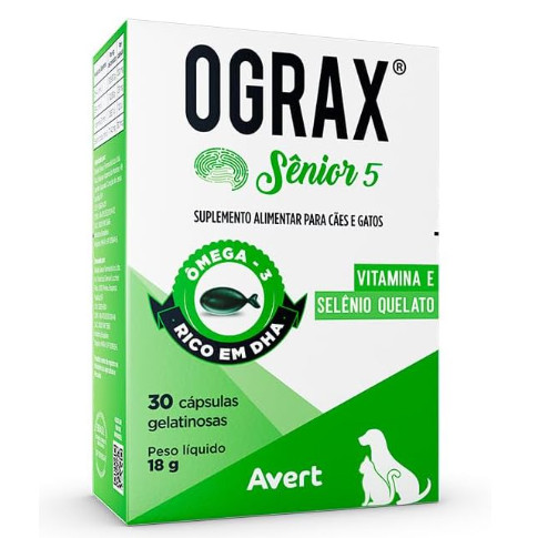 Suplemento Ograx Sênior 5 para Cães e Gatos 30 Cápsulas