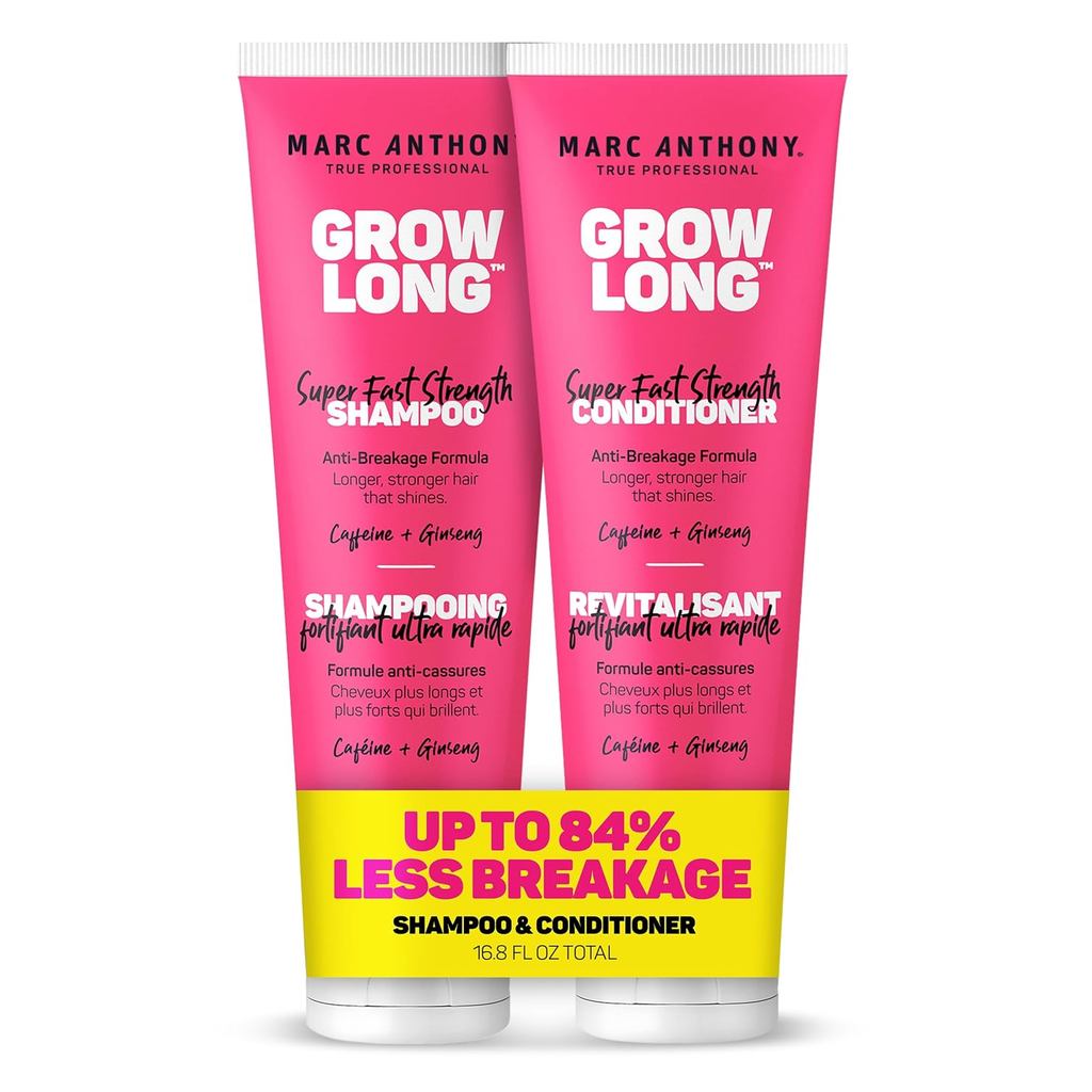 Conjunto de Shampoo e Condicionador Marc Anthony, Grow Long Biotin - Condicionador Anti-Frizz Para Pontas Duplas e Quebr