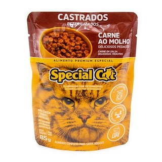 Ração Úmida Premium Special Cat Sachê para Gatos Castrados sabor Carne 85g