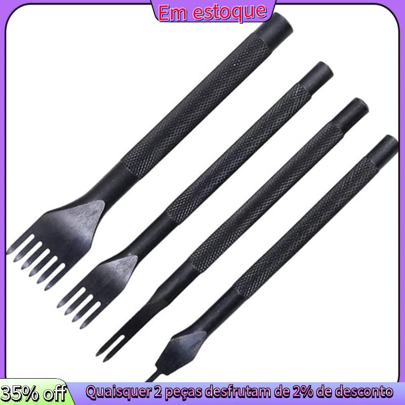 Ferramenta De Perfuração De Cinzel De Costura De 3MM 1/2/4/6 Pinos , Perfurador De Couro , Conjunto-4 Peças