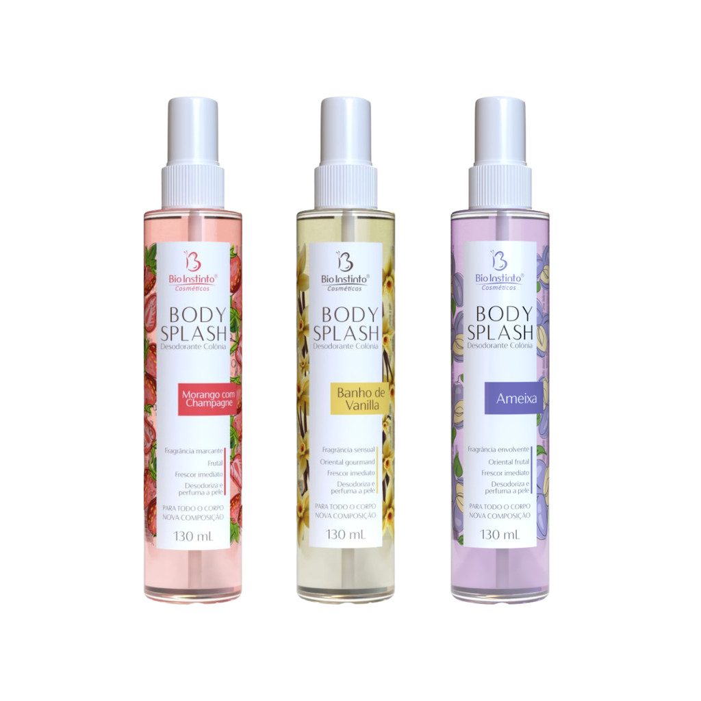 Kit 3 Body Splash Morango + Vanilla + Ameixa - Bio Instinto