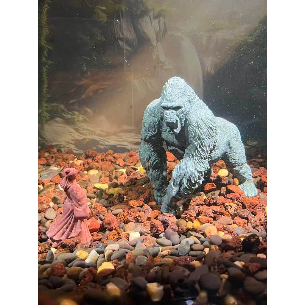 2026 novo estilo King Kong gorila azul arenito tanque de peixes paisagismo ornamentos aquário Micro paisagem mesa de chá