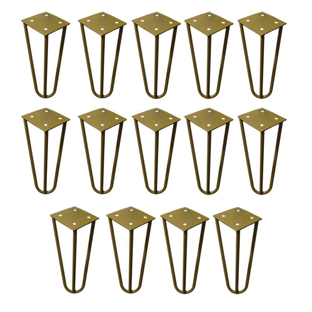 Imagem Kit 14 Pés de Metal 15 CM Hairpin Legs Mesas de Centro Puffs Dourado G41