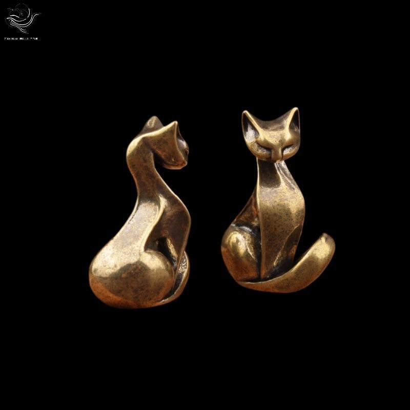 Estatueta De Gato De Latão PFG , Escultura Vintage , Artesanato De Mesa , Ornamento Pequeno , Estátua Para Casa/Escritór