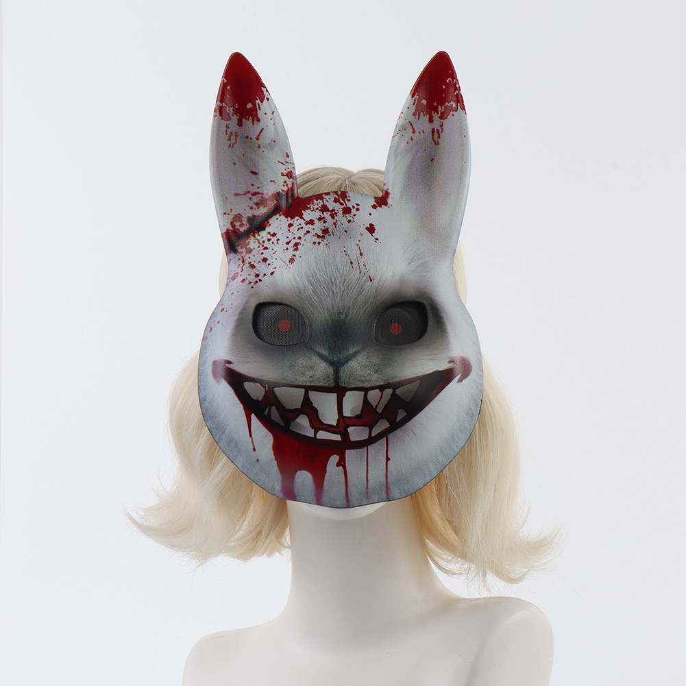 Máscara de Halloween, máscara de coelho sangrento assustadora, fantasia de cosplay para festa de Halloween, cosplay, fes