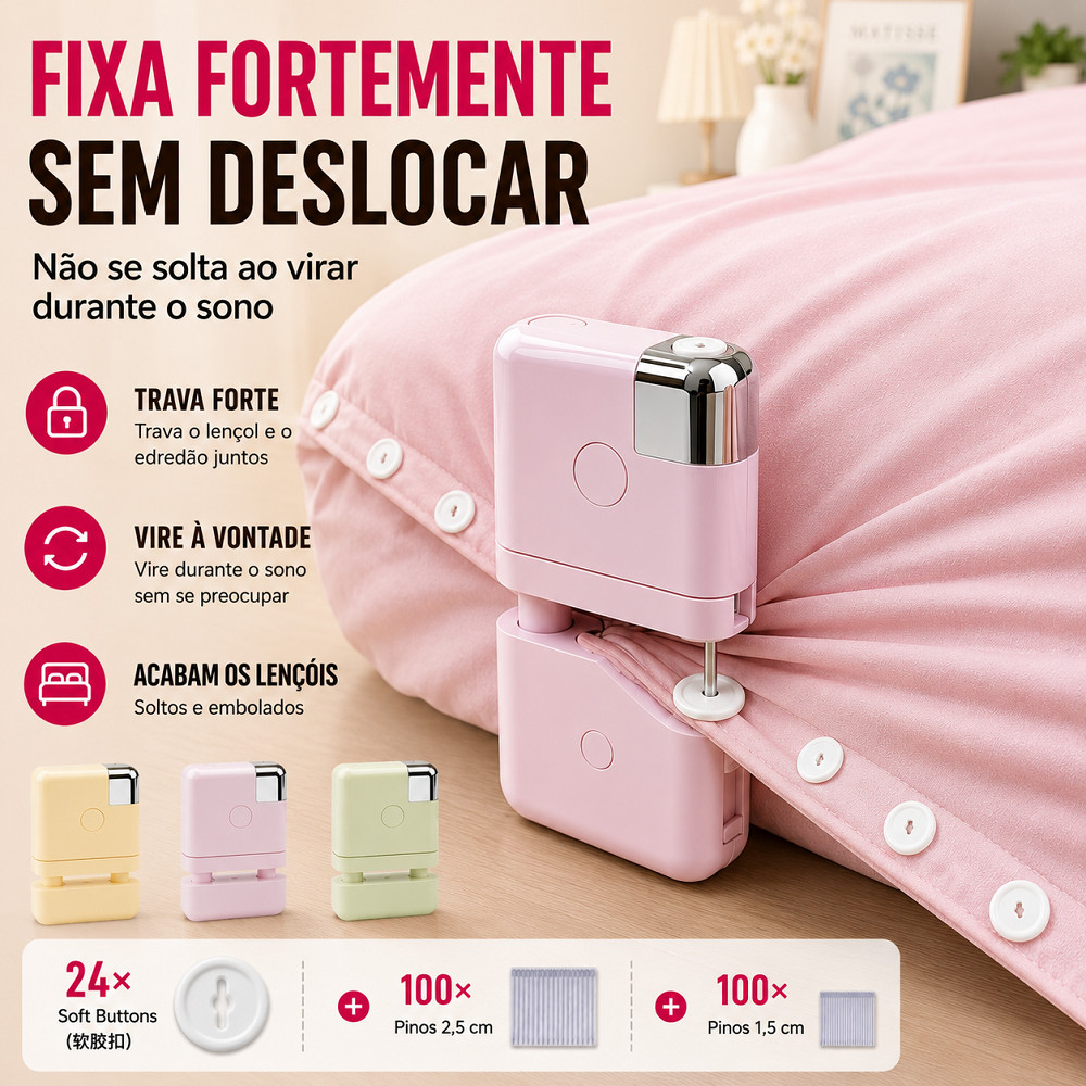 Prendedor de Lençol Antiderrapante Resistente Portátil Fácil de Instalar para Quarto Casa Apartamento e Dormitório