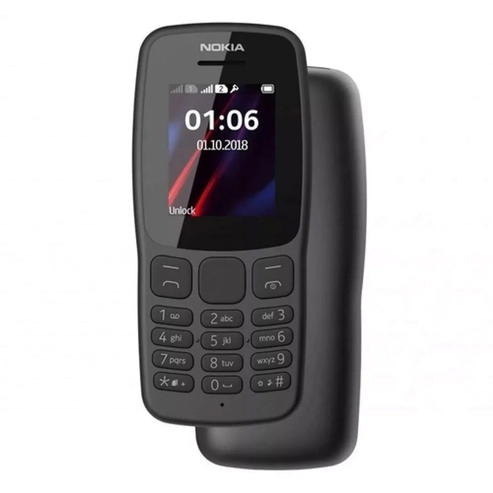 CELULAR NOKIA 106 2G 32MB SINGLE SIM RADIO FM TELA 1.8 PRETO