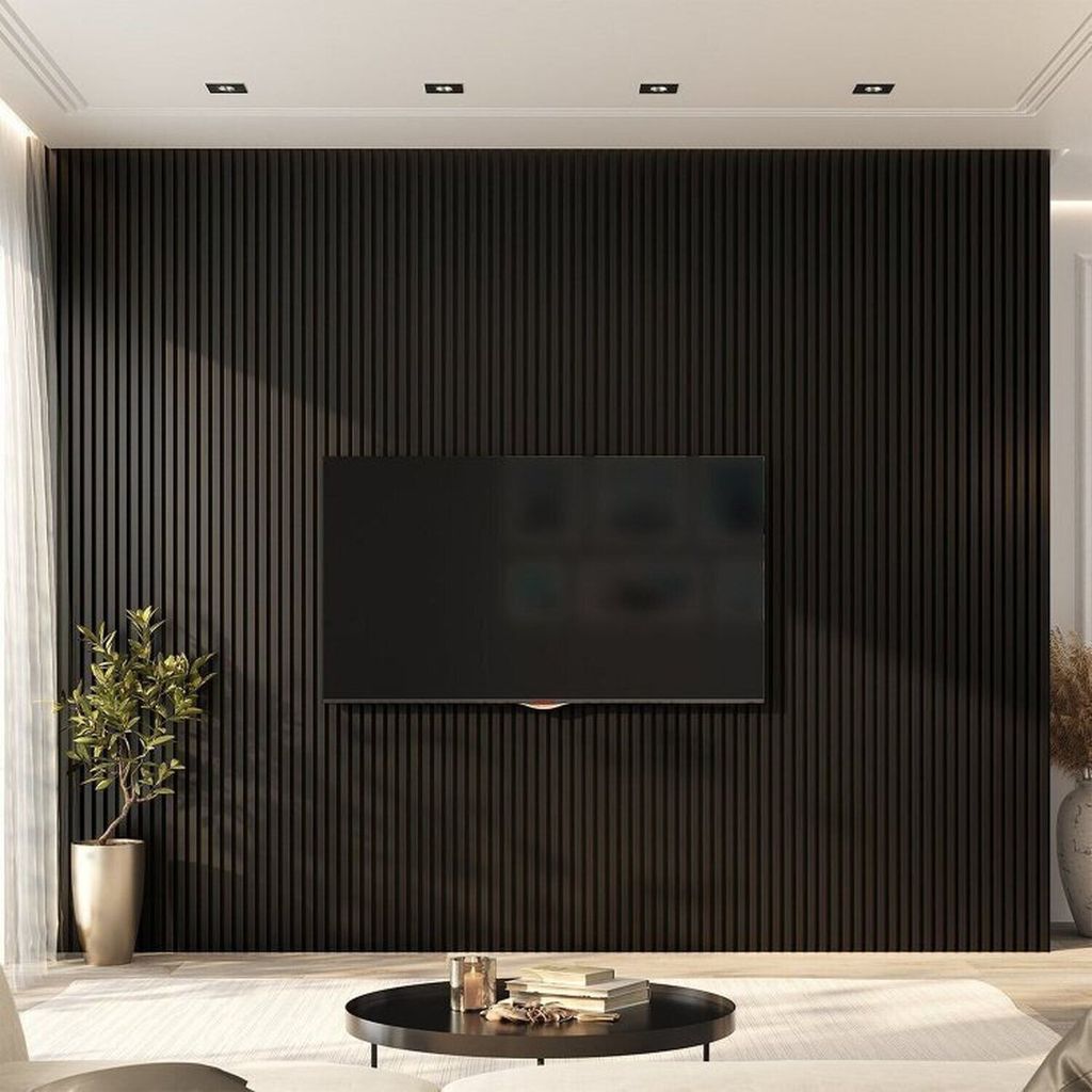 Painel Ripado de PVC 4 Barras de 2,70MX15CM (1,62m²) Bariri Preto