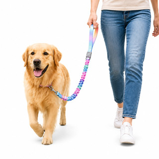 Kit Guia Elástica e Coleira para Cachorro Anti Puxão com Amortecedor Alça Dupla Ajustável…
