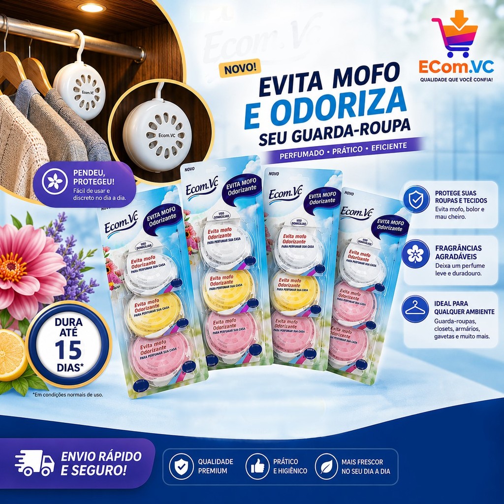 Evita Mofo Odorizante Leve Brisa Kit Promocional Anti Umidade Fungos Guarda-Roupa Gavetas