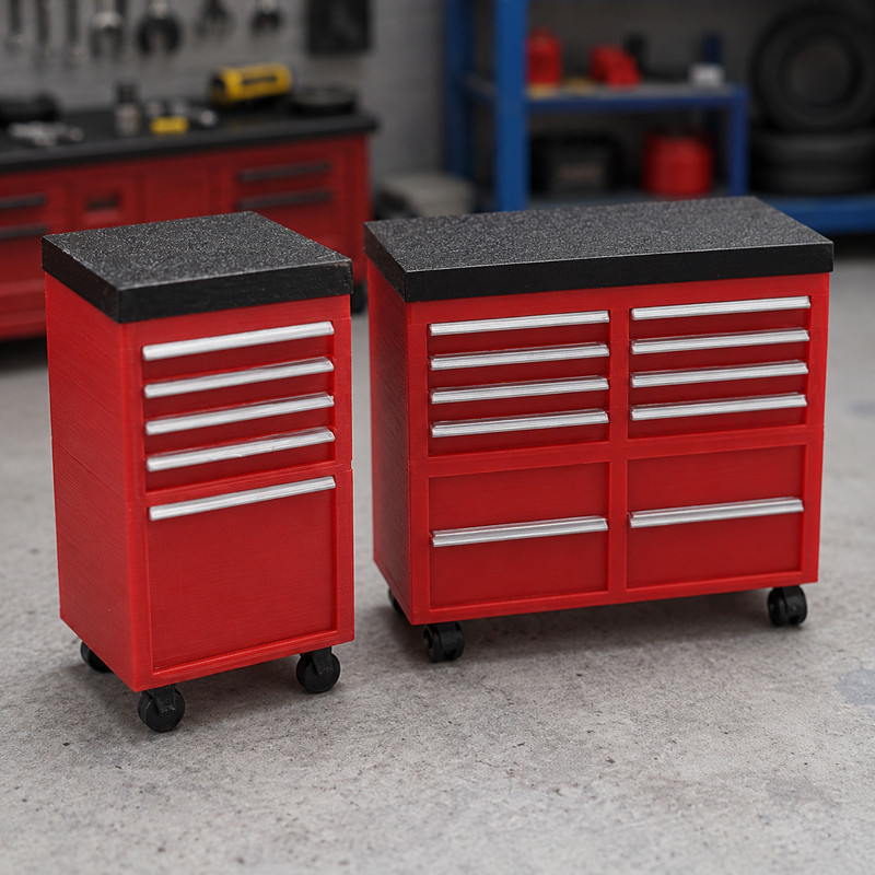 Kit 2 Carrinhos de Ferramentas Miniatura Escala 1:18 para Diorama Maquete Oficina Garagem cenário Minioficina