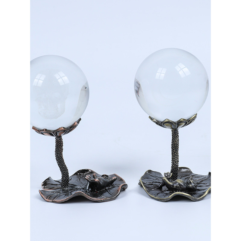 Nova liga sapo Bronze lótus bola de cristal Base casa salão budista queimador incenso capa ornamentos criativos