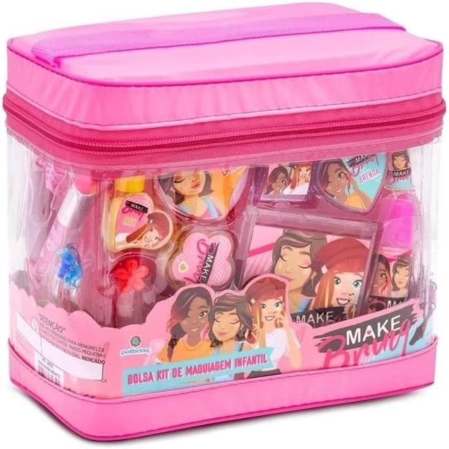 Bolsa Maleta Kit Maquiagem Polibrinq Fashion Com Acessórios Completa
