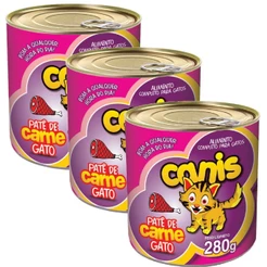 Kit Patê Para Gato Canis Sabor Carne 280g 3un