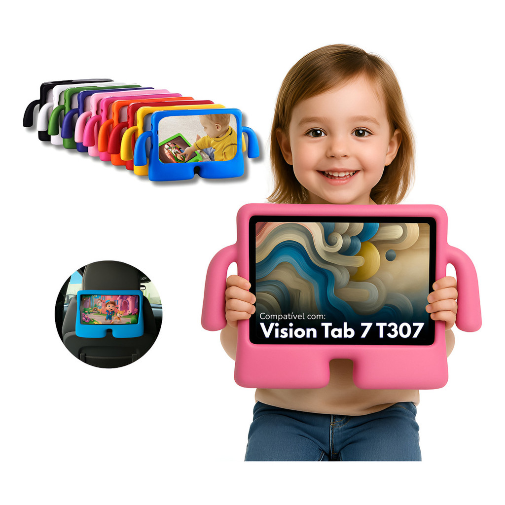 Capa Infantil com Bracinhos + Película de Hidrogel Positivo Vison Tab 7-  T307 7´polegadas