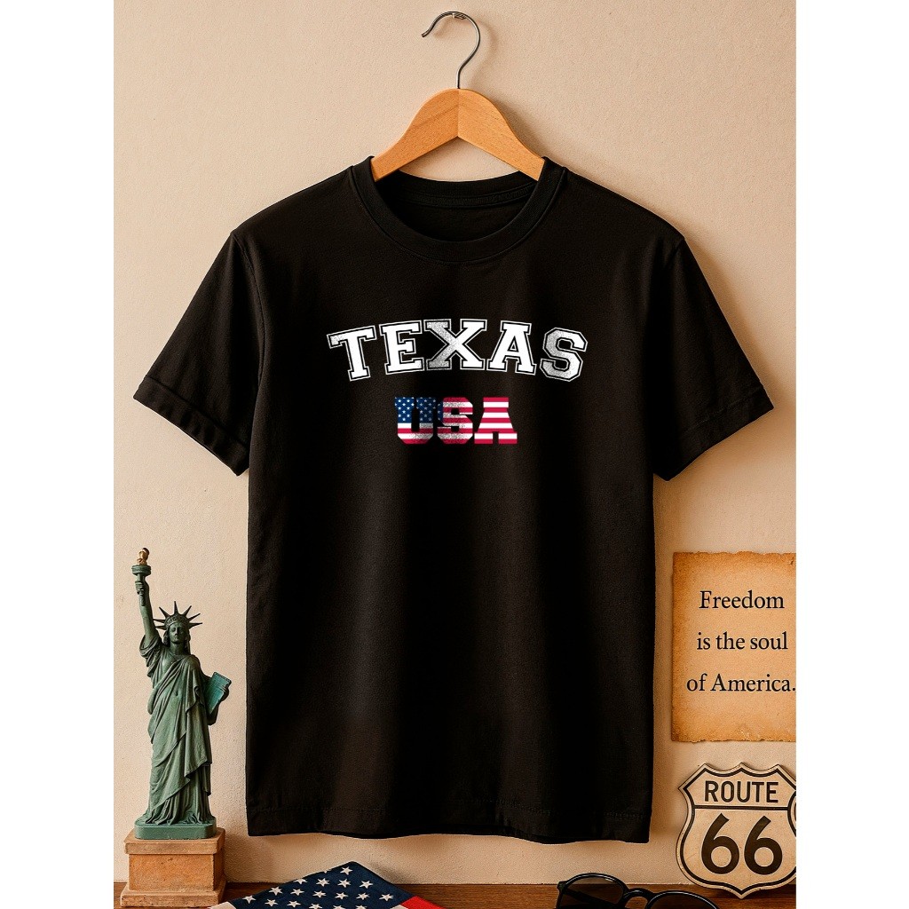 Camiseta Camisa Algodão Texas Juvenil e Infantil Unissex USA Menino Menina 100% algodão