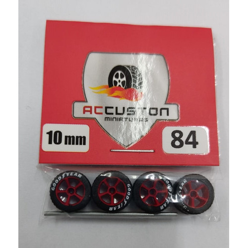 Rodas com pneu de borracha Para Customização de Hot Wheels Matchbox e Miniaturas 1/64  Ac Custon  10 mm modelo 84