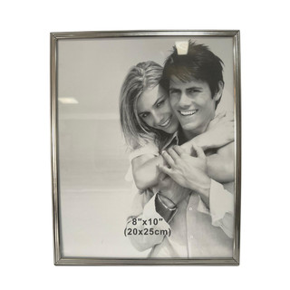 Porta Retrato 20x25cm com Vidro Borda Friso Metal Inox
